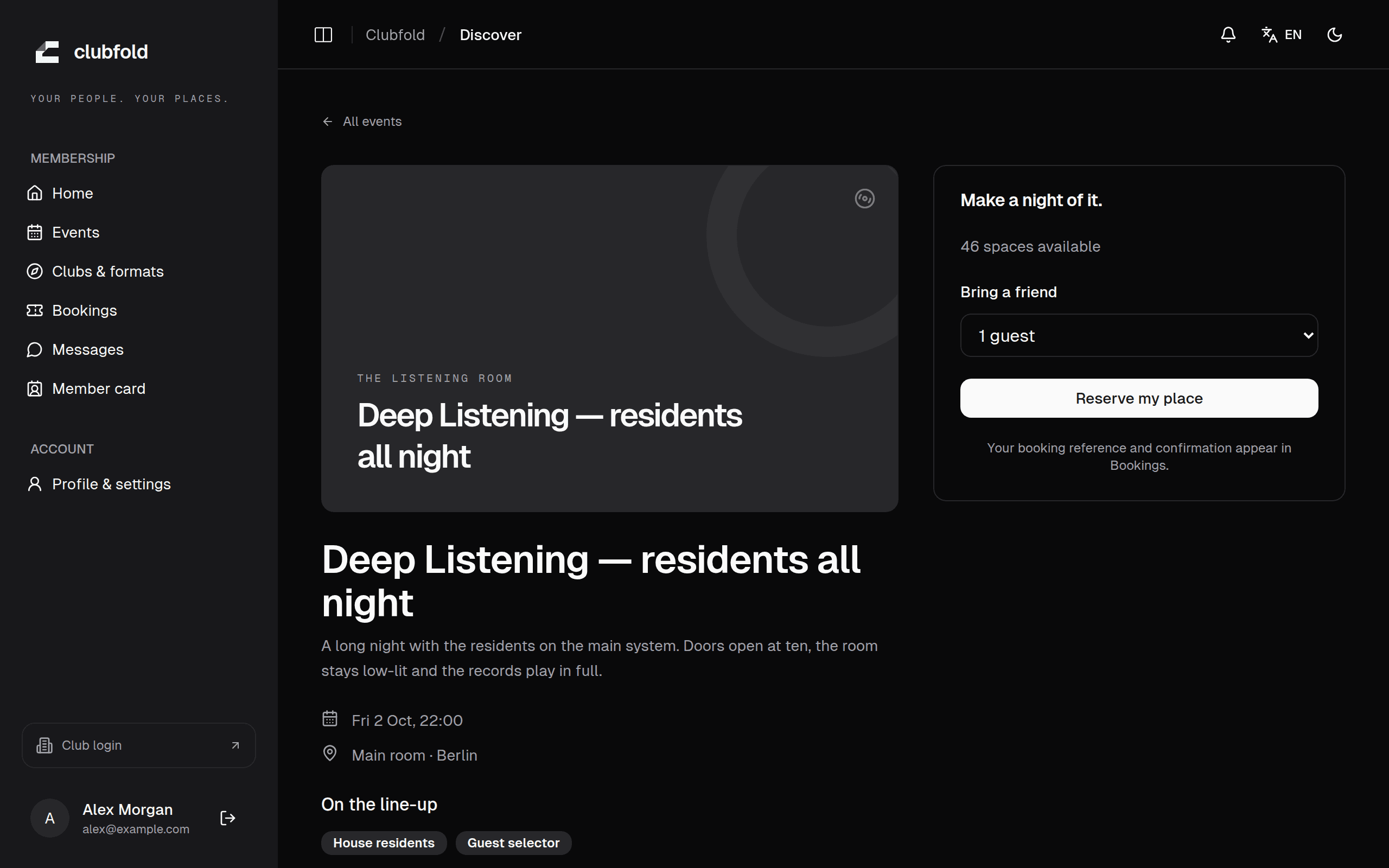 Event page · member app